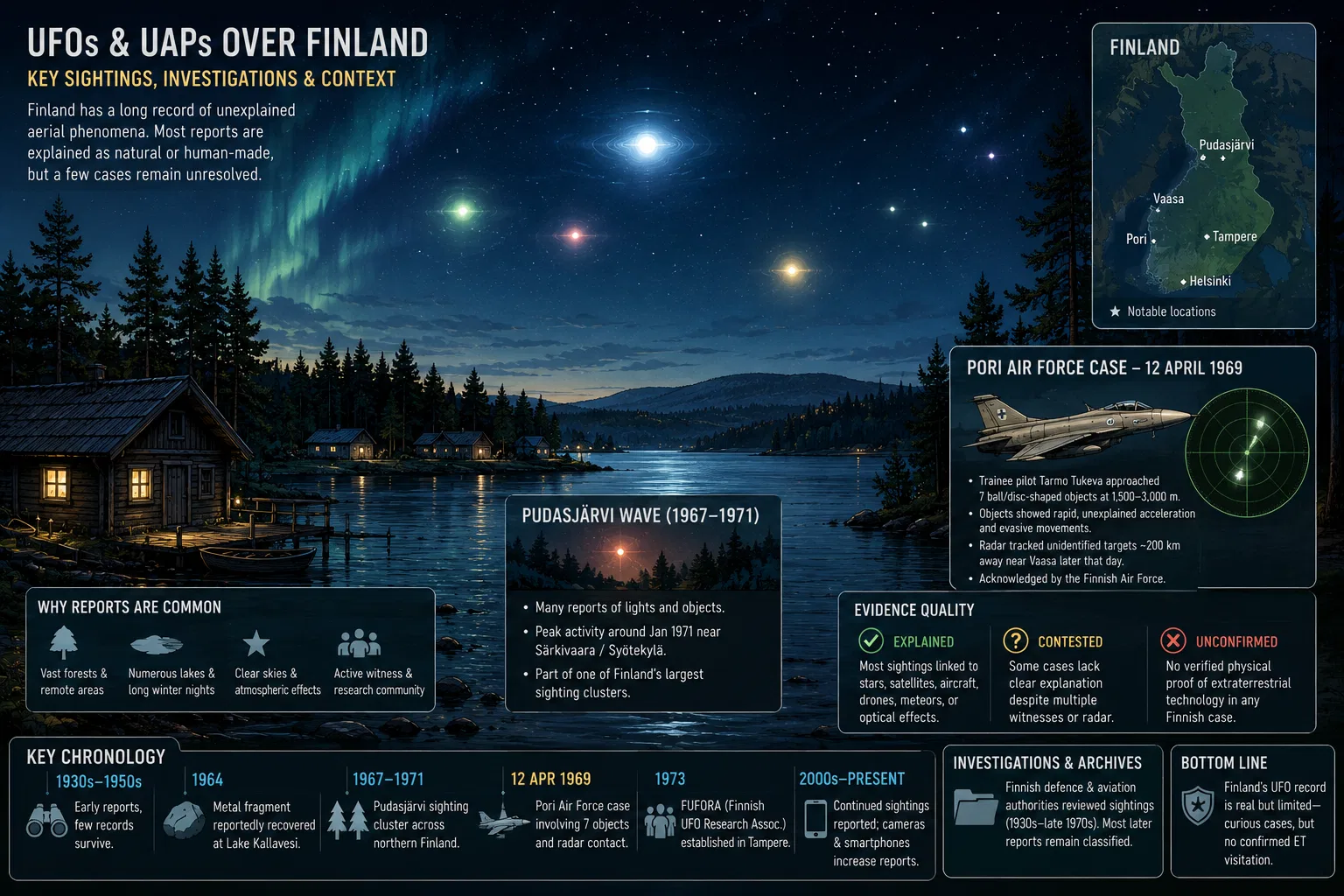 Overview image for What Unexplained Aerial Phenomena Have Appeared Over Finland?